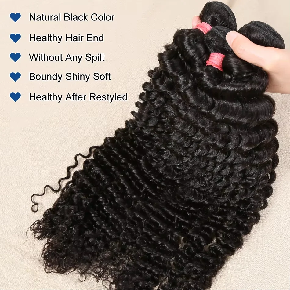 

12A Кудрявые глубокие вьющиеся пучки 1/3/4 шт. Наращивание человеческих волос 100% необработанные человеческие волосы Remy Плетение вьющихся волос Вьющиеся