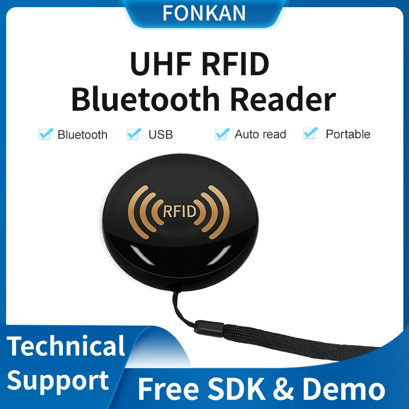 

RFID UHF Ручной считыватель Buletooth USB ISO-18000-6C (EPC G2) Портативный сканер 2 м 860 МГц 960 МГц UHF RFID-считыватель контроля доступа
