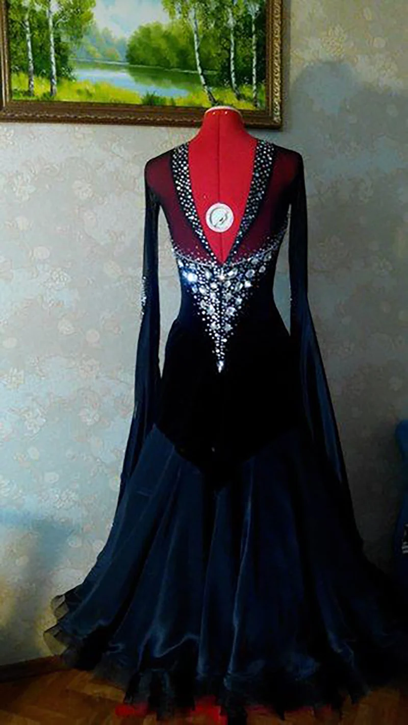 Advanced Ballroom Competition Dance Dress Black Standard Modern Skirt High Quality Women Waltz Ballroom Dance Dresses