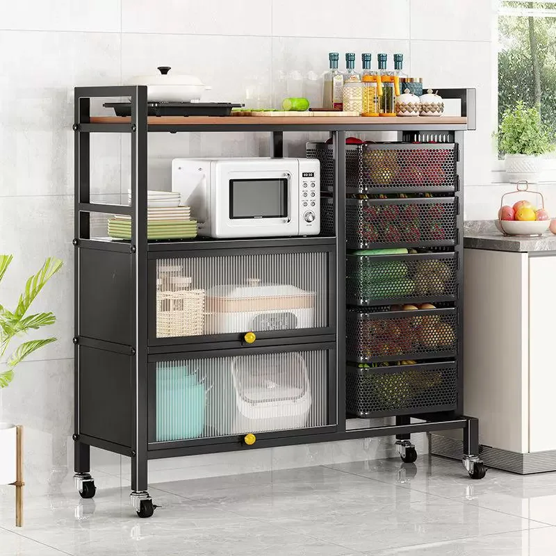 

Multifunctional rack can move floor-to-ceiling fruit and vegetable vegetable baskets in multiple layers