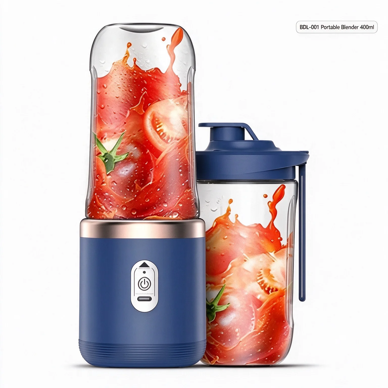 BDL‑001 Portable Blender 400ml USB Type‑C Rechargeable Juicer Cup 6‑Blade 304 Stainless Steel Mini Fruit Smoothies Mixer with Ex