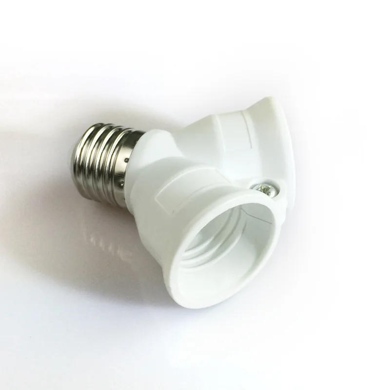 E27 to 2E27 Screw Lamp Base Socket PBT 1 to 2 Way E27 Light Bulb Adaptor Extend Holder E26 LED Lighting Converter White