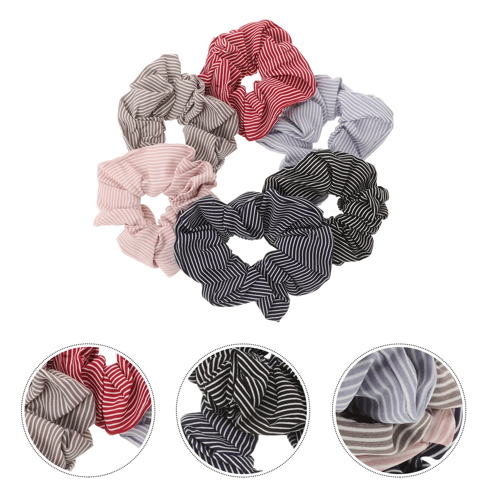 6Pcs Stripe Hair Ties for Women Girls Elastic Ponytail Holders Premium Cloth Hair Bands Stylish Daily Wear Gift Set
