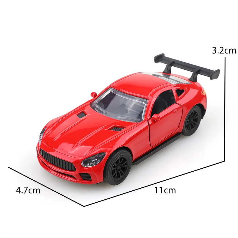 1:36 scale alloy sports car model, cast racing car with openable doors, pull-back metal toy car with rear spoiler, suitable for view 5
