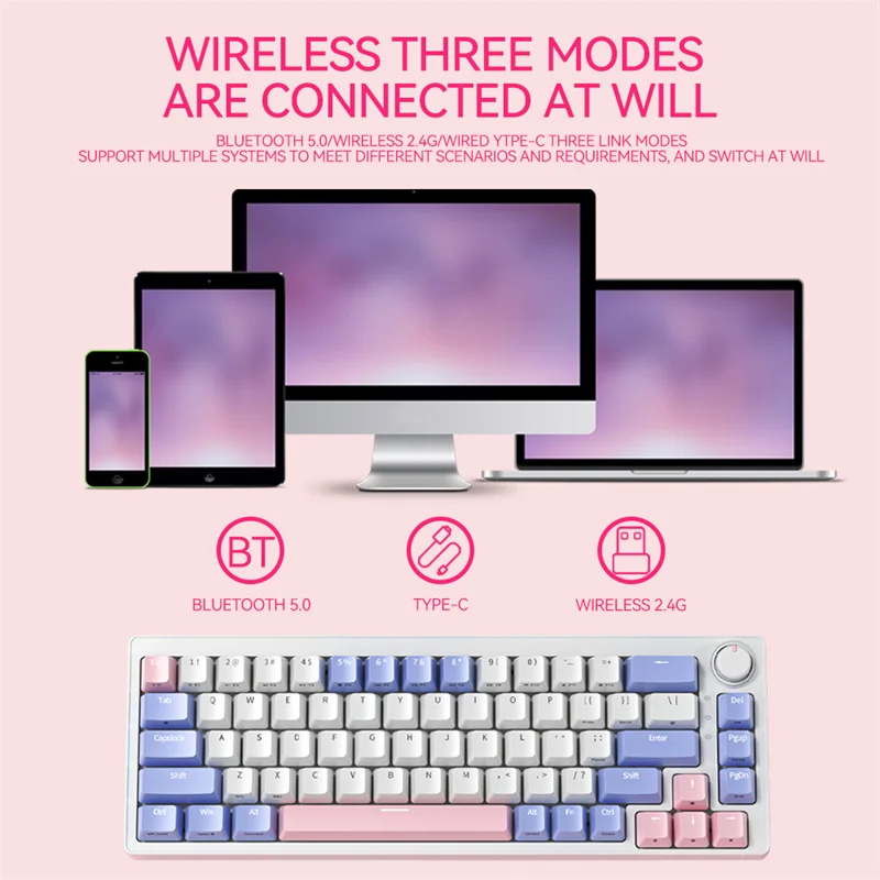 ZIFRIEND ZA68 Pro 68 клавиш 3 режима механическая клавиатура PBT RGB беспроводная Bluetooth 2,4 ГГц с возможностью горячей замены 65% 60% игровая клавиатура