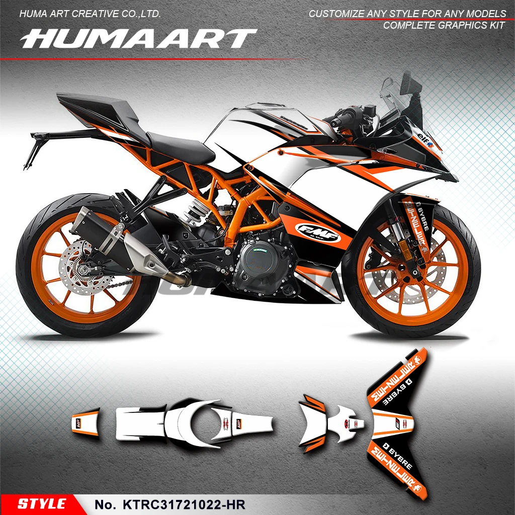 HUMAART Motorcycle Graphics Adhesive Sticker for KTM RC 125 200 250 390 14 15 16 17 18 2019 2020 2021,Decorative,KTRC31721022-HR