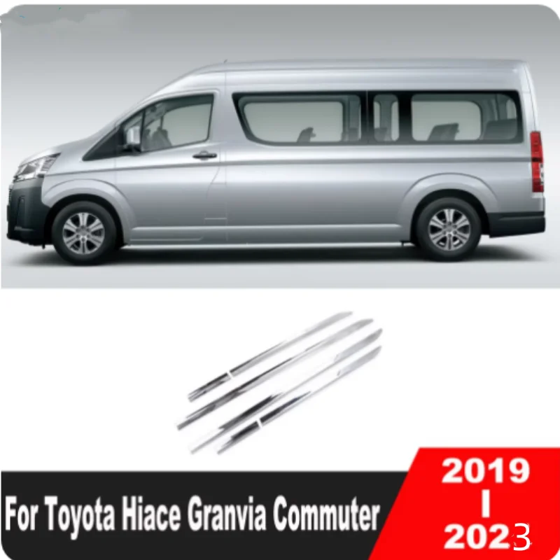 

Side Door Body Trim For Toyota HiAce Granvia Commuter 2019-2021 2022 2023 Chrome Car Door Panel Streamer Strip Accessories