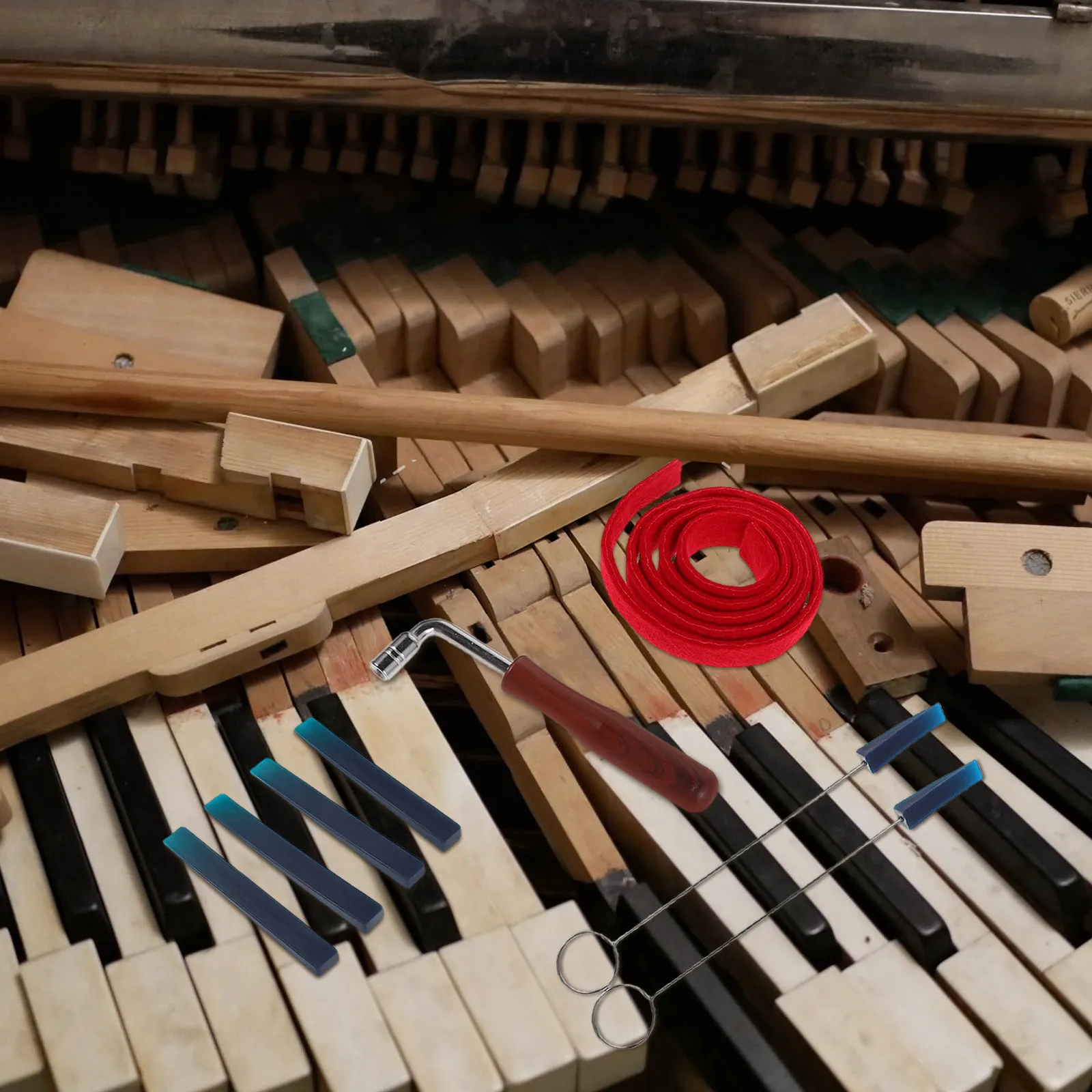 

1Set Piano Tuning Wrench Precision Ergonomic Professional Kit Hammer Mute Tuners Piano Repair Multiple Instruments