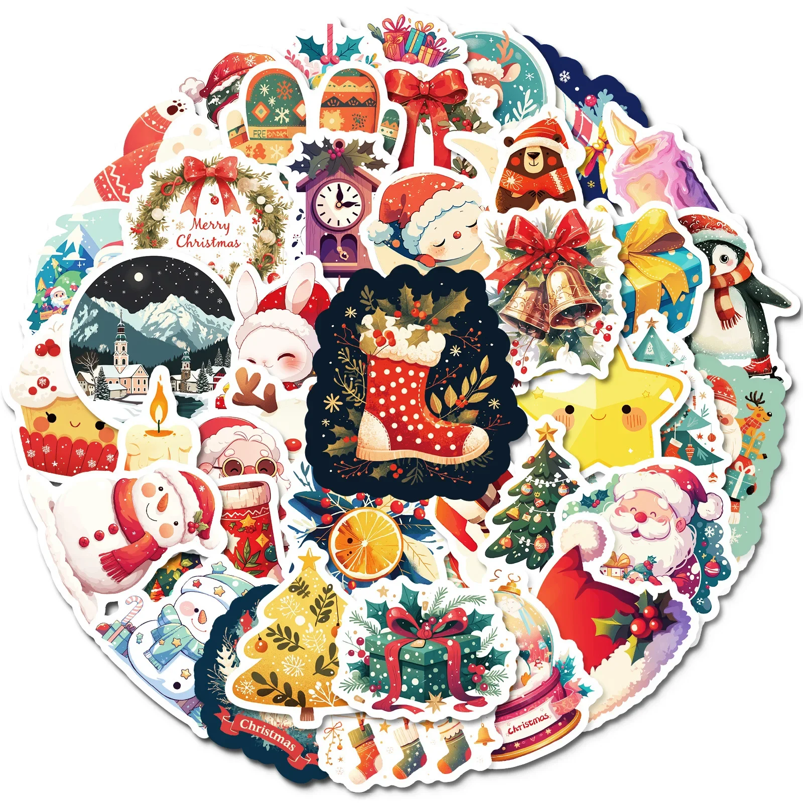 50PCS Weihnachten Cartoon Aufkleber Weihnachten Geschenk Aufkleber Festivals Zubehör Aufkleber Sammelalbum Gepäck Laptop Telefon Fahrrad
