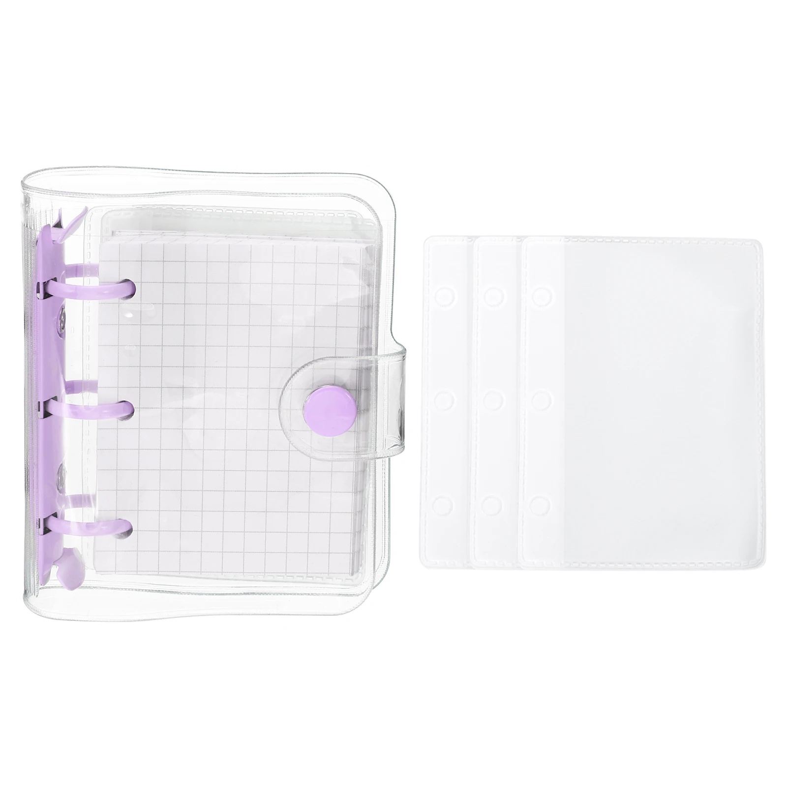 

1/2Pcs Clear 3 Ring Binder Cover Soft PVC Notebook Binder Mini Refillable Loose Leaf Folder Planner with 80/160 Sheets Paper