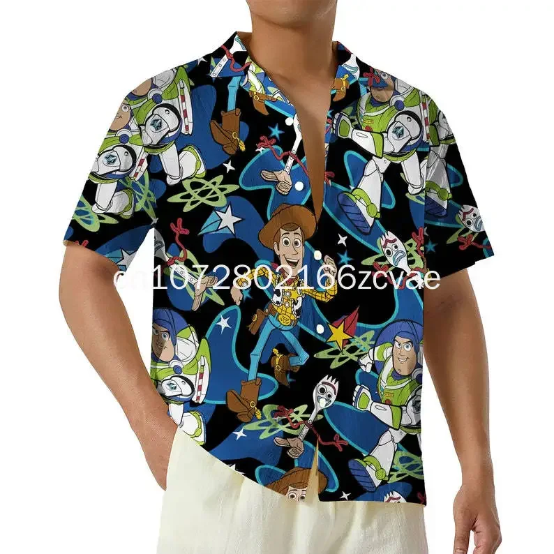 2024 New Buzz Lightyear Hawaiian Shirt Men's Short Sleeve Shirt Toy Story Movie Hawaiian Shirt Disney Beach Shirt