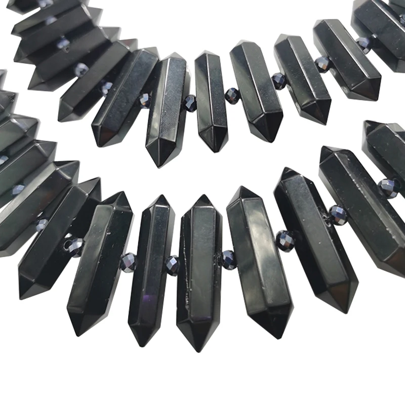 6-12X20-45mm High Quality Natural Obsidian Pendant Healing Crystal Double Point GEM PENDANT For Jewelry DIY Bracelet Necklace