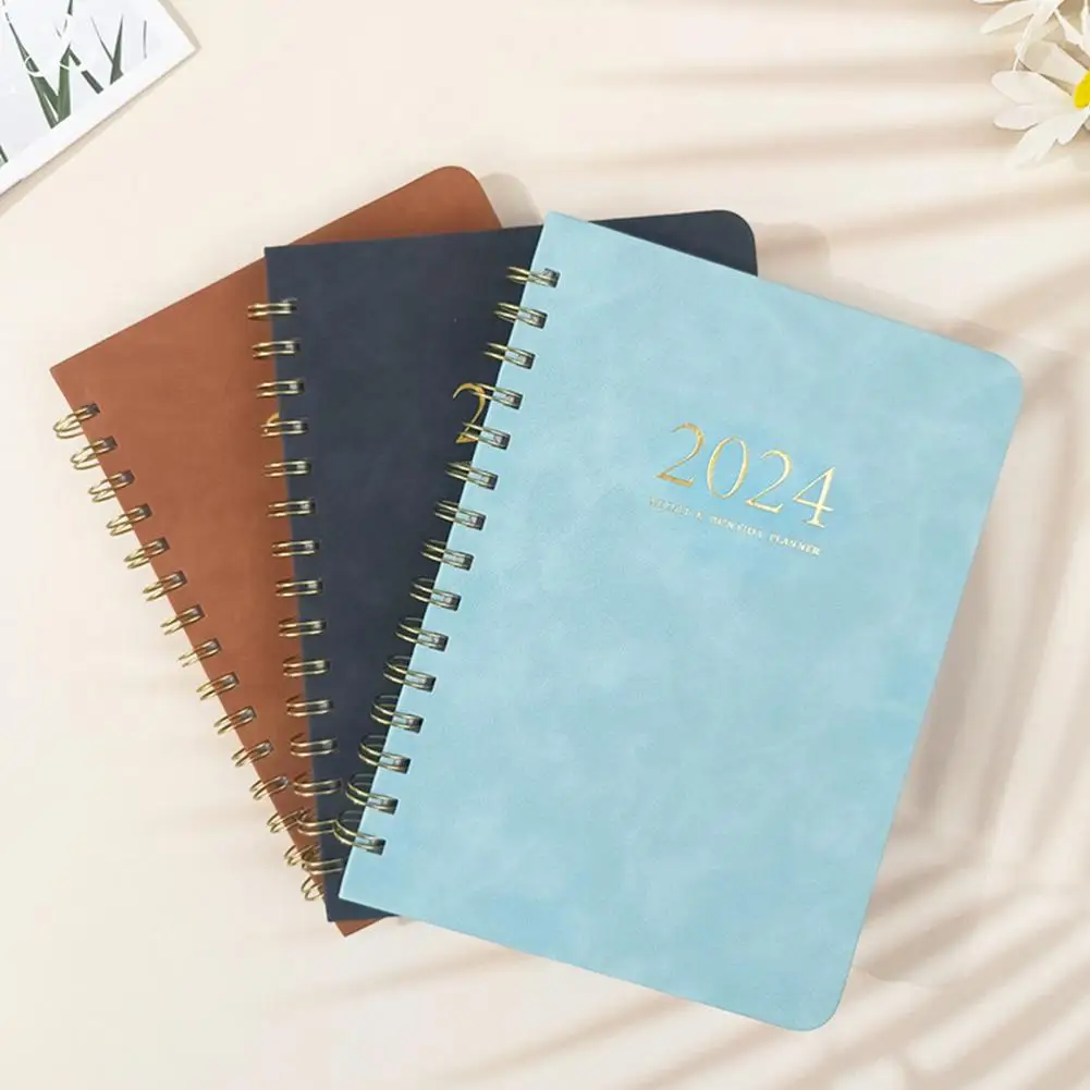 A5 Diary Agenda Notebook Smooth Writing Schedule Book Thickened Page Coil Ring 2024 Weekly Planner Notebook Gift Daily Journal