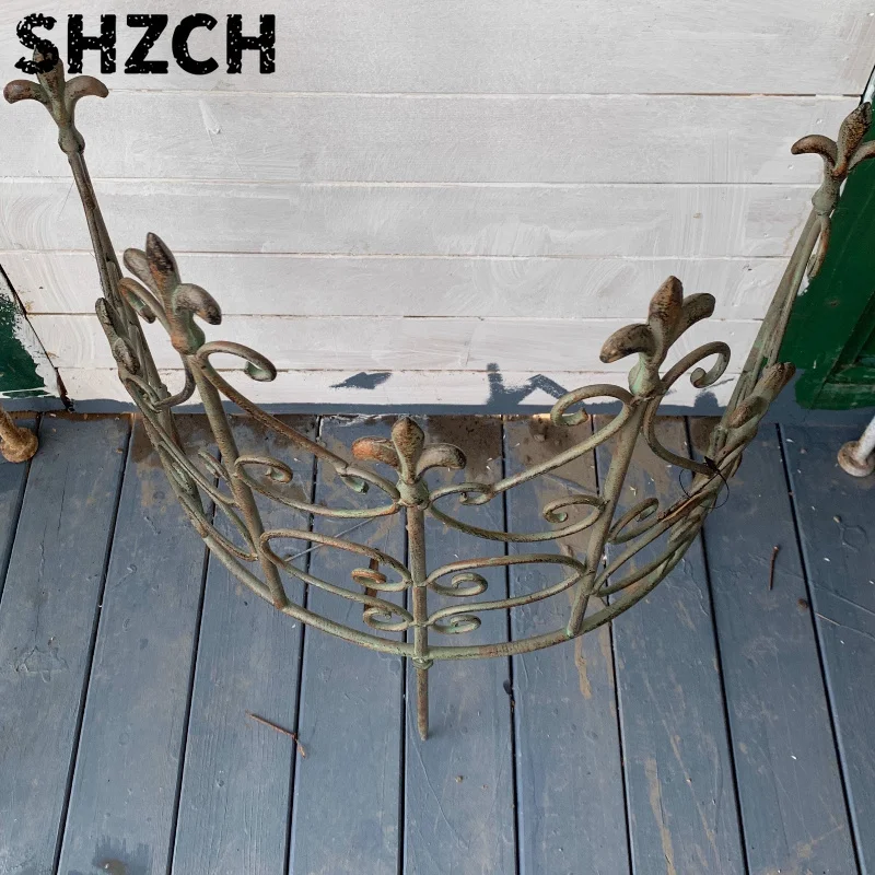 Semi-Circle Iron Garden Fencing Vintage Do Old Border for Plants Decor Trellis Support for Climbing Vines Outdoor Edging Gates