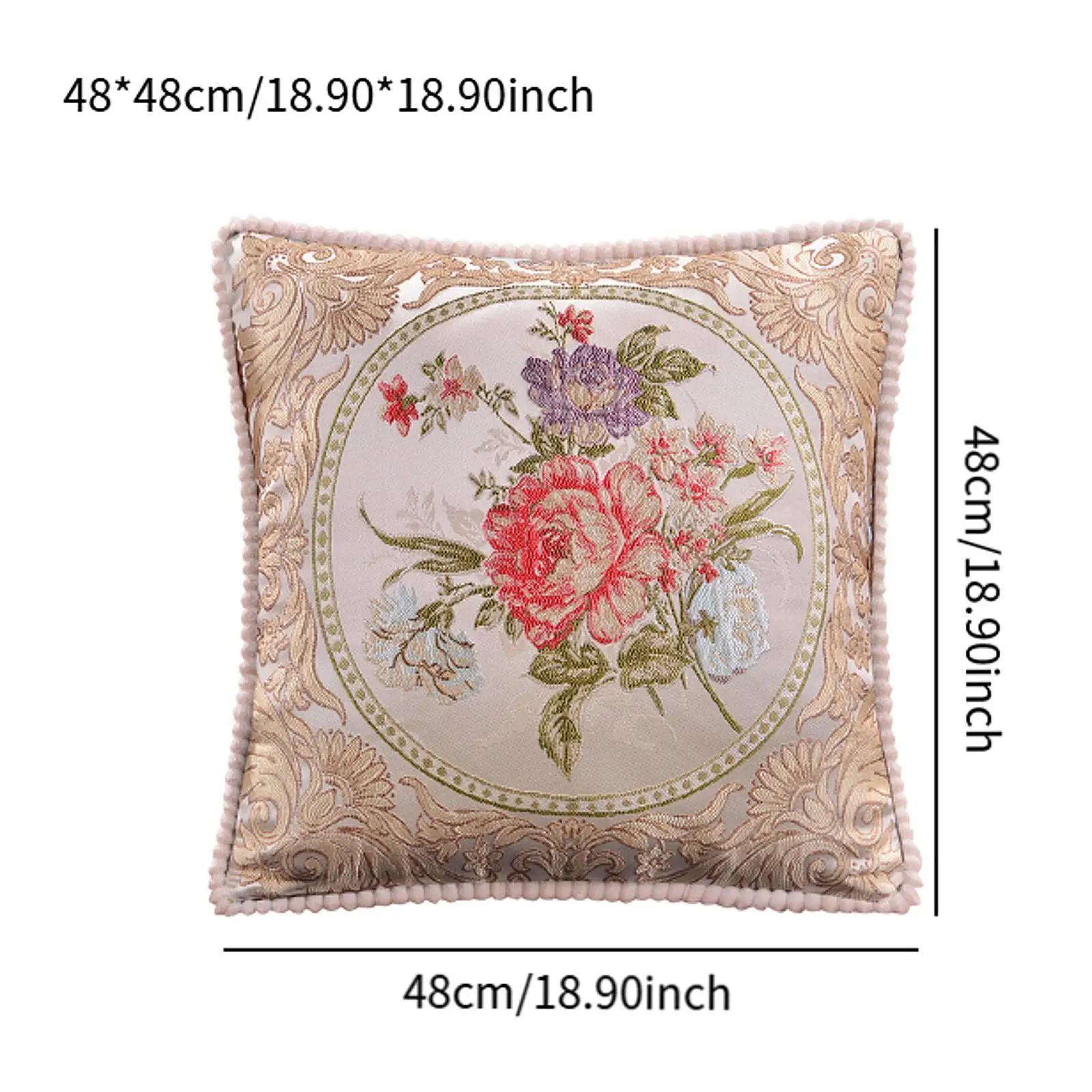 Capa de almofada bordada 18x18 floral jacquard almofada decorativa vintage para sofá sala de estar quarto