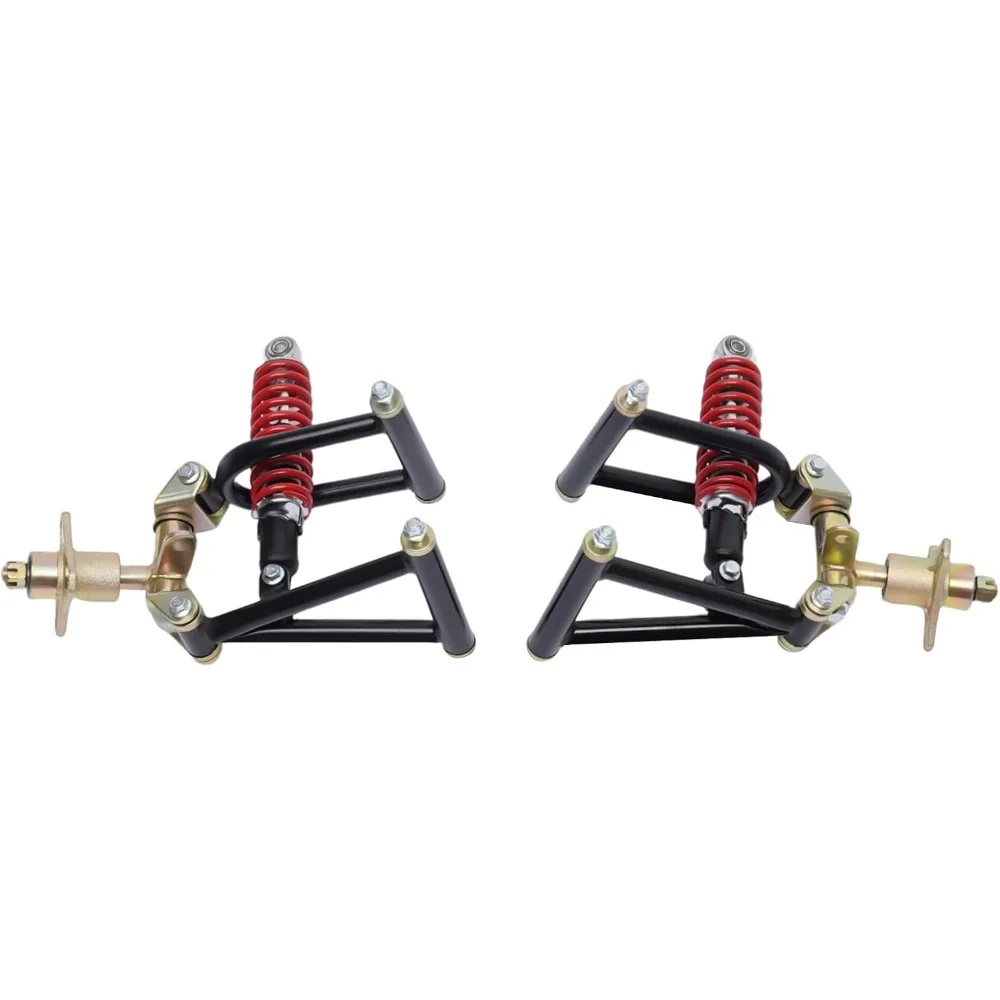 

Комплект передней подвески для картинга 220 мм - чугунное литье под давлением, черно-красный, верхний и нижний рычаги + амортизаторы, расстояние между отверстиями 84,5 мм