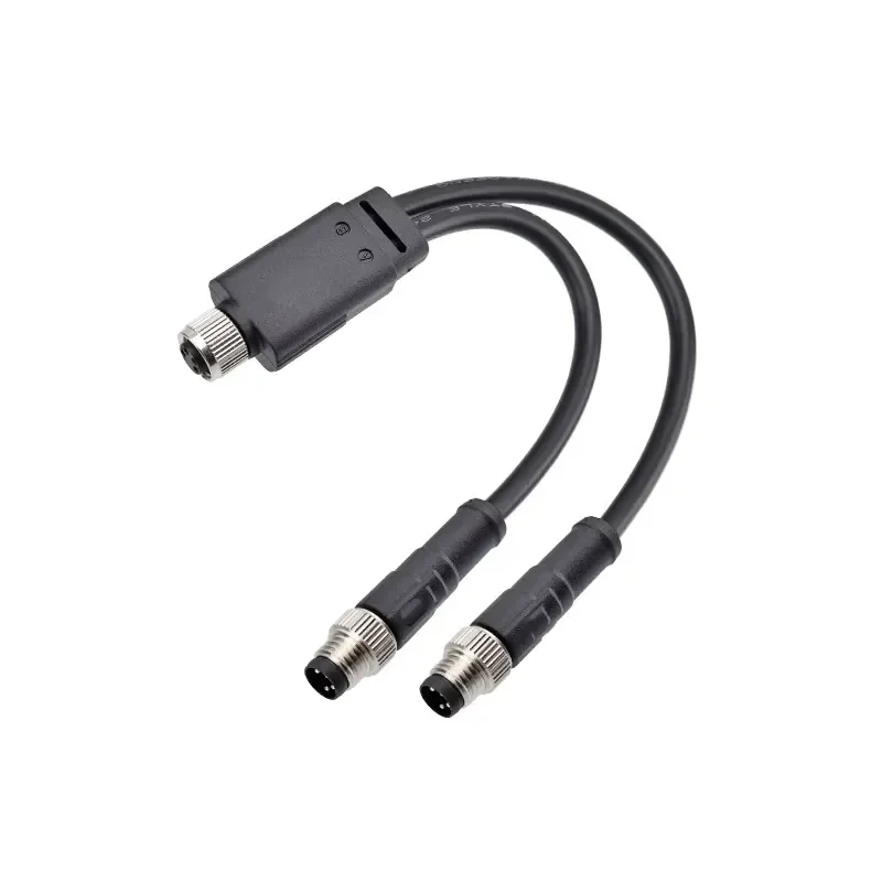 M8 3 4 5 6 Male/Female Head Unshielded C-type Switchwire with 2 Open End PVC/TPU 1 Meter Wire 1 Male to 2 Female Connector