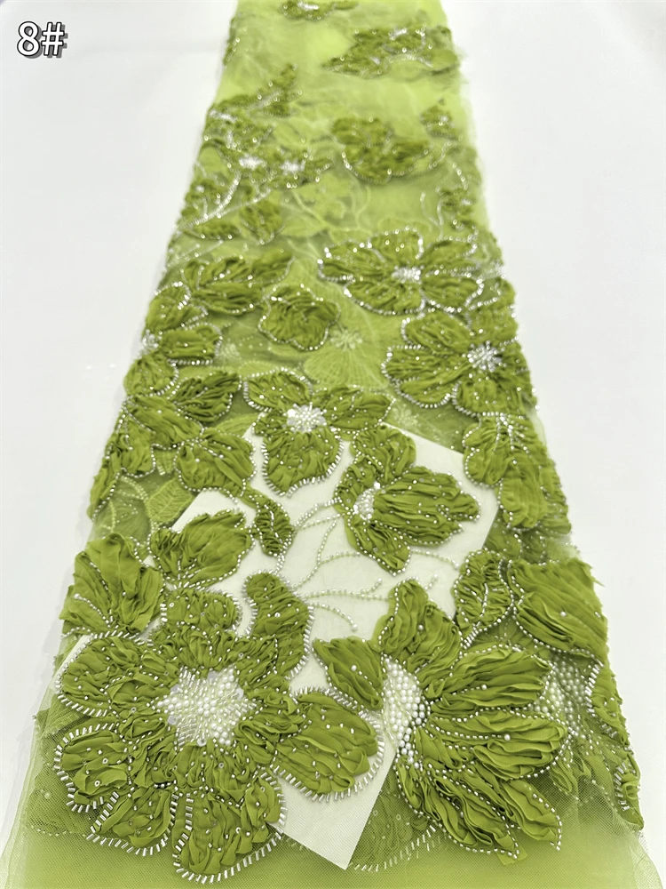 แอฟริกันภาษาฝรั่งเศสคําTulleเจ้าบ่าวลูกปัดผ้าลูกไม้ 5 หลา 2025 คุณภาพสูงลูกไม้ไนจีเรียผ้าแอฟริกันลูกไม้ผ้าสําหรับงานแต่งงาน