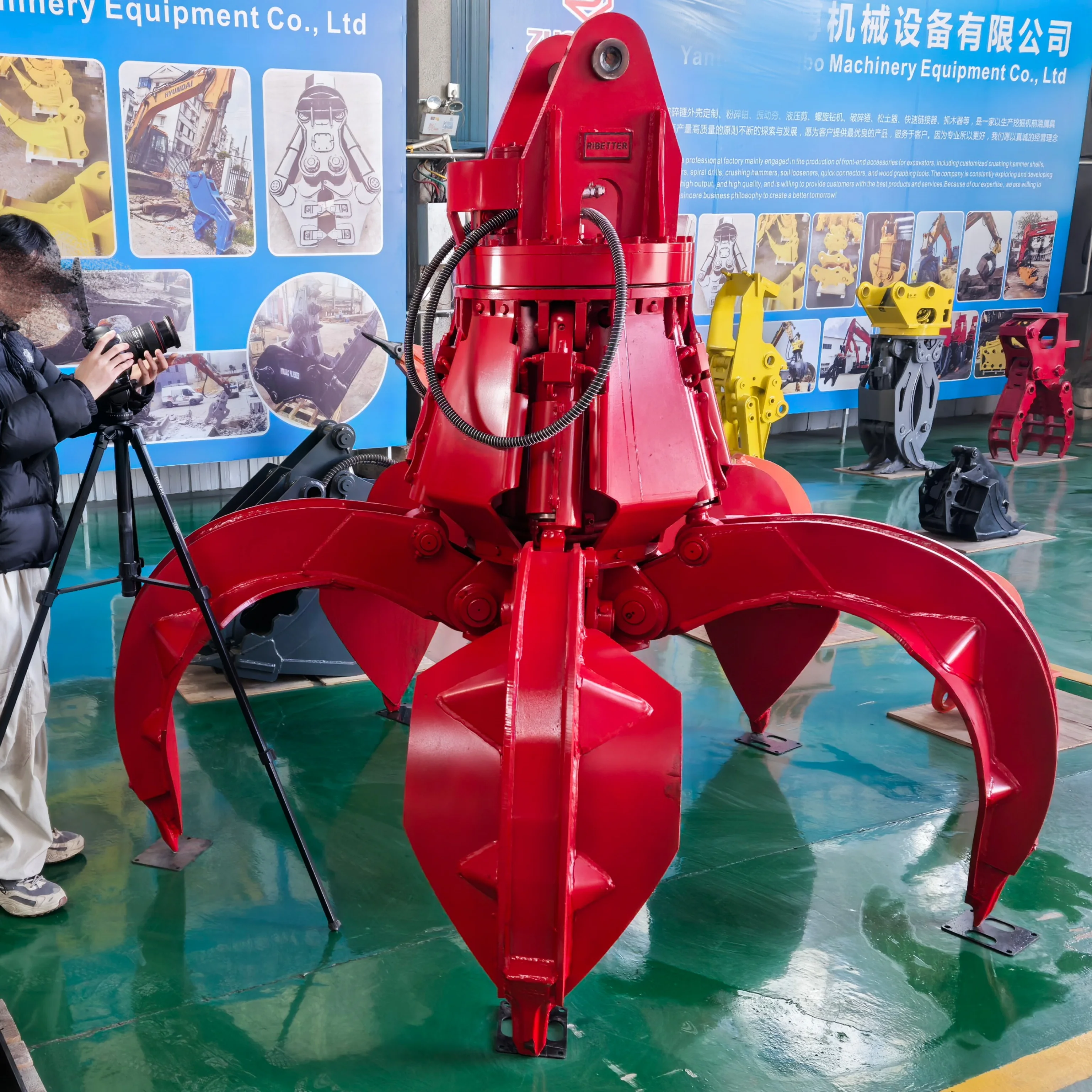 CE Certified High Strength Excavator Polyp Grapple 360 Hydraulic Rotating 4-6 Tine Orange Peel Grab For Scrap Metal Sorting