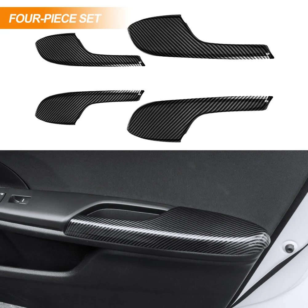 ABS Carbon Fiber Door Armrest Protective Cover with Hand Decoration Modification for Honda Civic 10th 2016 2017 2018 2019 2020