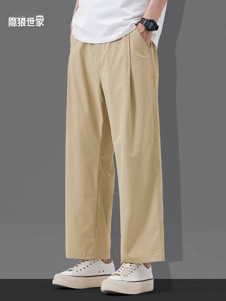 

Мужские летние новые повседневные брюки с драпировкой, прямые брюки, широкие брюки, тонкие, американские, ретро, свободные, модные, молодежные