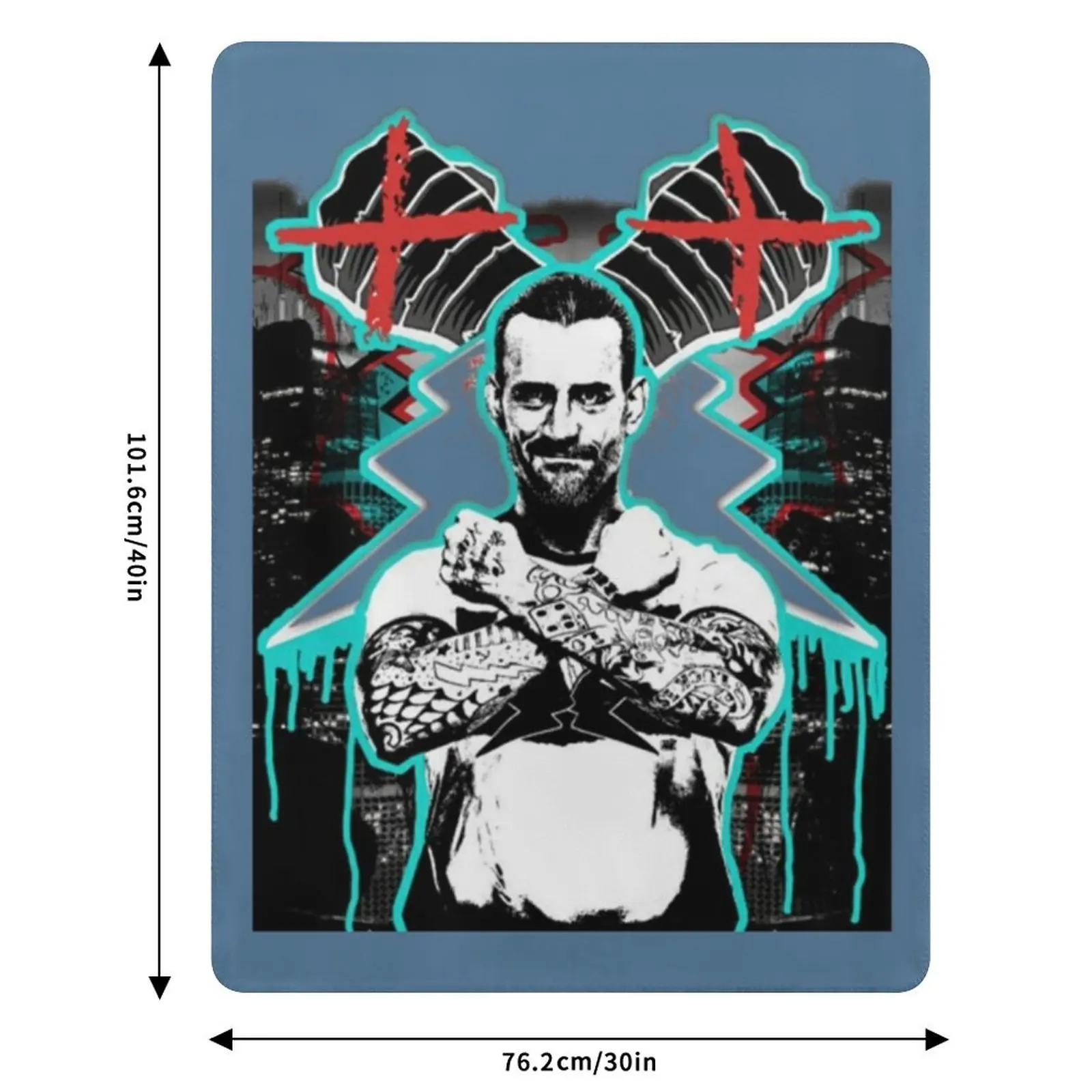 Cm Punk T-ShirtCM PUNK ''X'' (BADART) T-Shirt_by W3IRD GVNG Throw Blanket Men's Soft Warm Throw Blanket for Couch