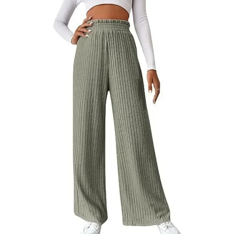 

2024 Autumn and Winter Long Pants Fashion Women Casual Loose Knitted Trousers Lady Pantalon Warm Trousers Clothes 29758