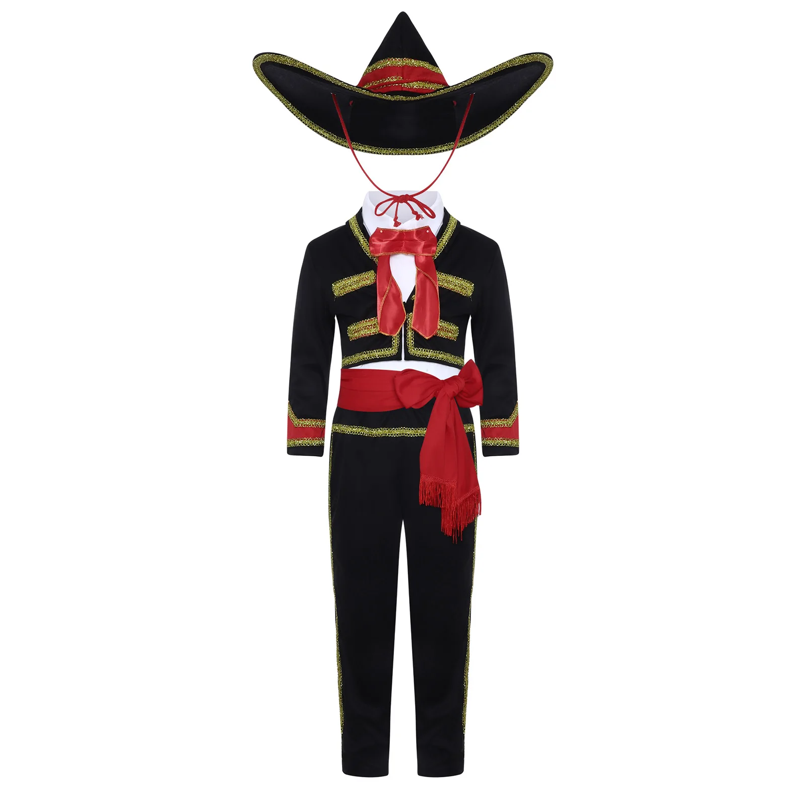 

Teen Boys Mexican Traditional Mariachi Cosplay Performance Costume Halloween Carnival Day of The Dead Masquerade Party Outfit