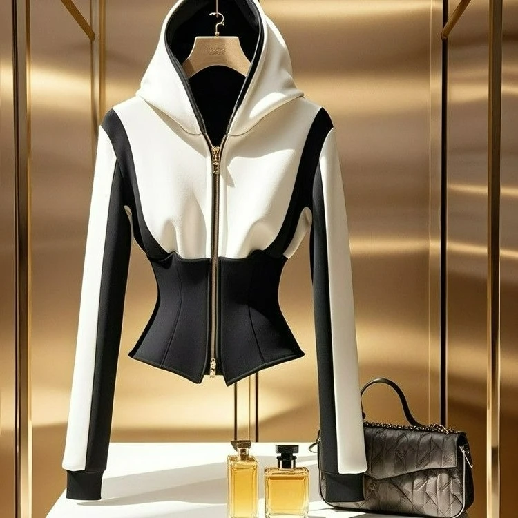 

2025 New Autumn Hooded Sweatshirt Contrasting Sweatshirt Jacket