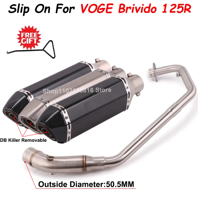 

For VOGE Brivido 125R 125 R 2023 2024 Motorcycle Exhaust System Modified Front Mid Link 50.8MM Pipe Escape Moto With Muffler
