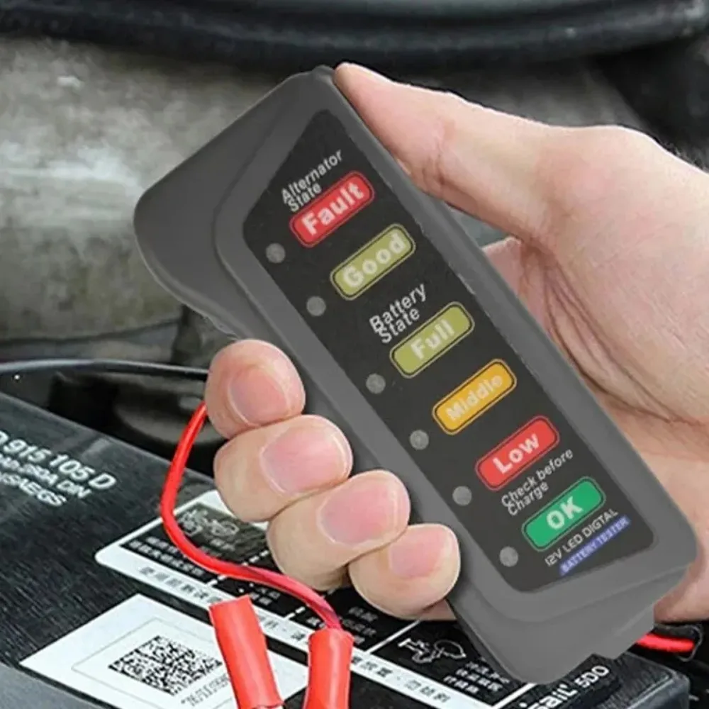 Battery Tester Automobile Motorcycle Battery Car Batterys Testers ABS Red Yellow Green Display 12V Battery Level Tester