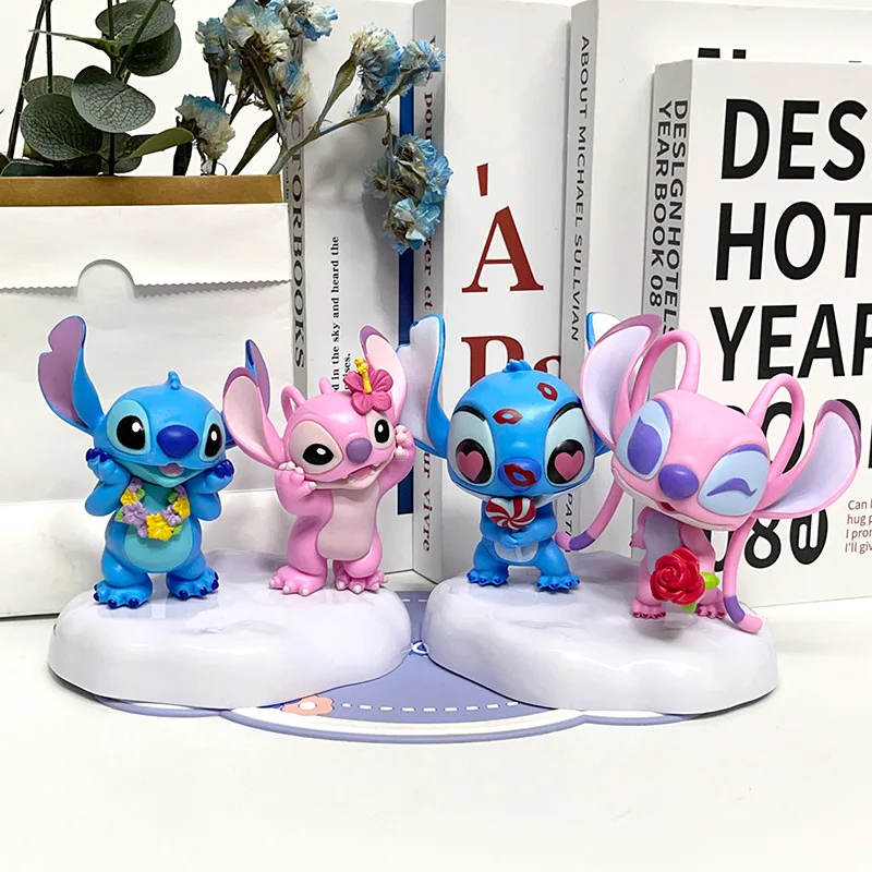 Disney Lilo & Stitch amantes modelo muñeca Ángel besando estatua de punto exhibición de escritorio figuritas adornos regalos del Día de San Valentín