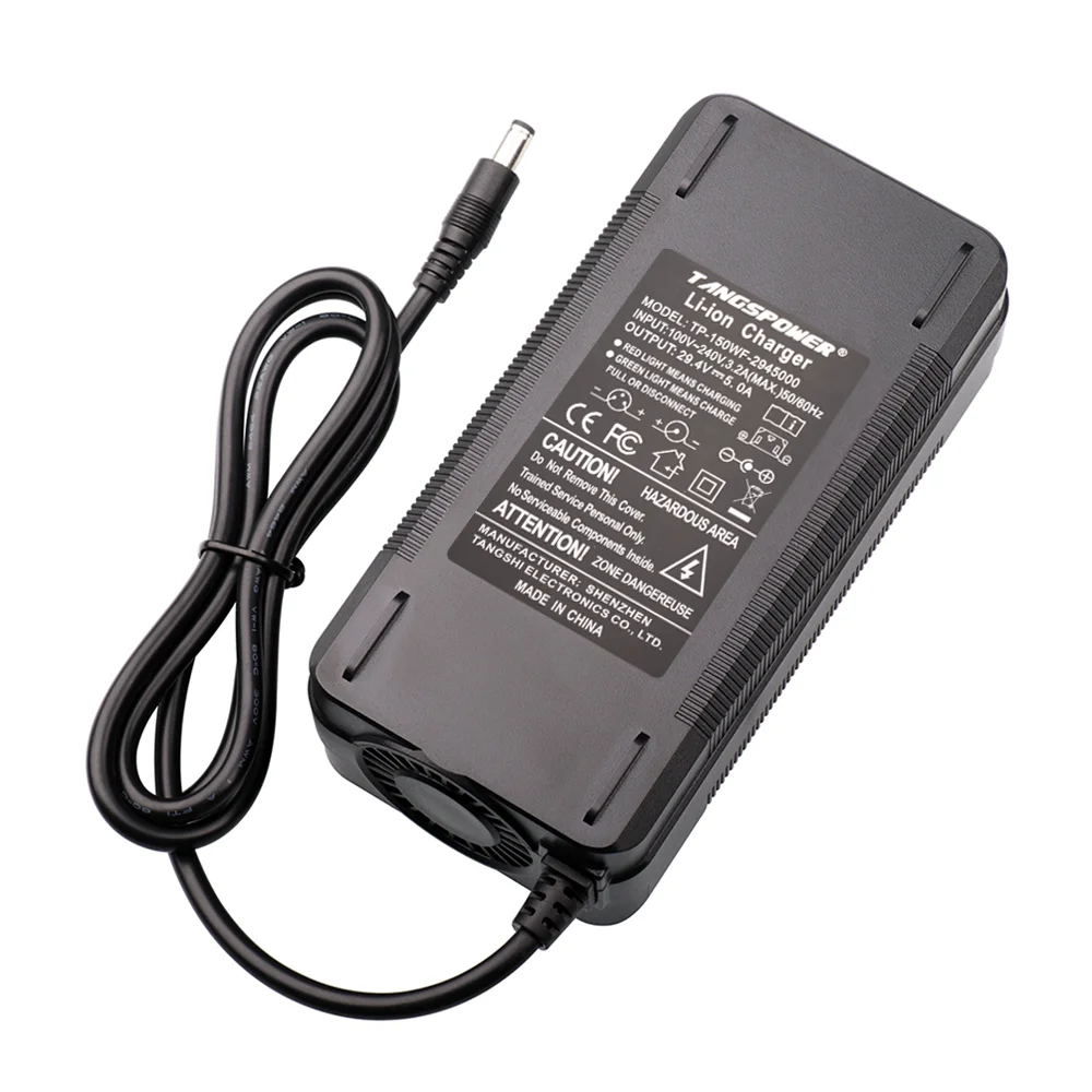 29.4V 5A Lithium Battery Charger 7S 24V 5A Li-ion battery Pack Charger Fast Charging Silent Cooling Fan Power Tool Charger