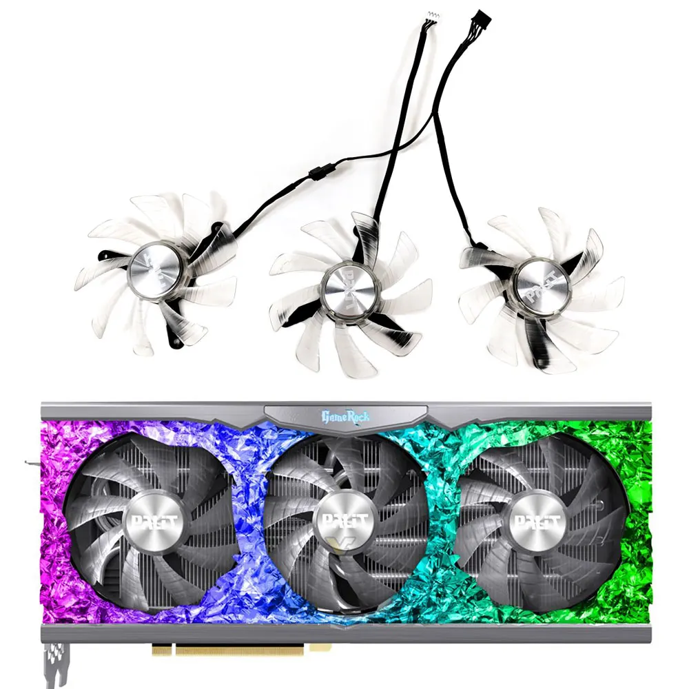 For Palit RTX 3070 3070Ti 3080 3080Ti 3090 3090Ti GameRock Video Card Fan with RGB Case 90MM TH9215B2H-PFC01