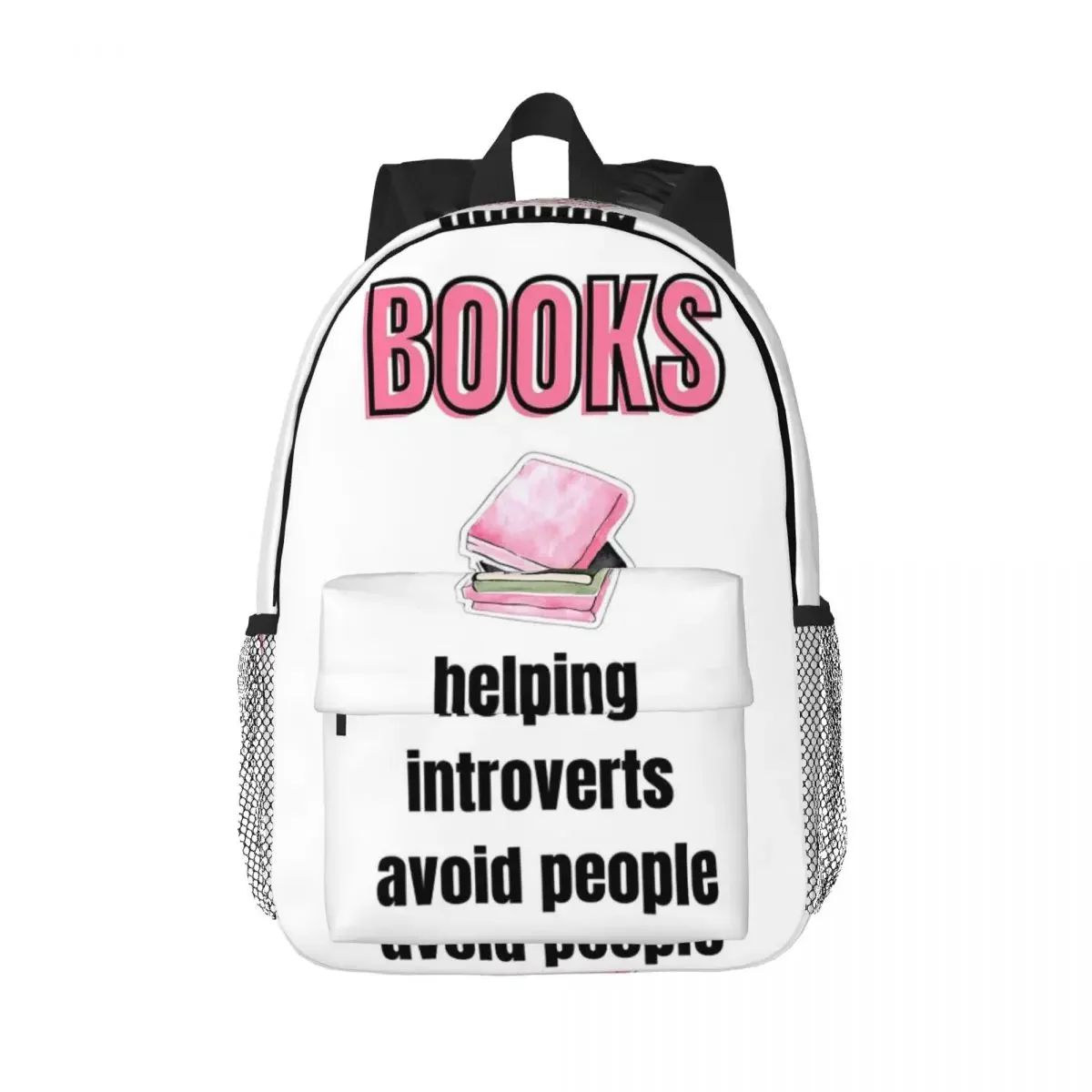 Books Helping Introverts Avoid People Backpacks Teenager Bookbag Casual Children School Bags Laptop Rucksack Shoulder Bag