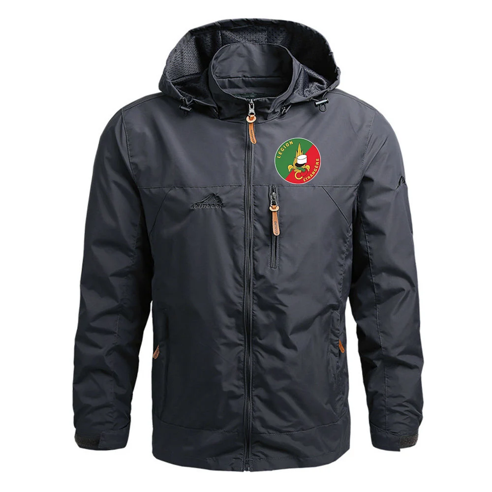French Foreign Legion Logo Print Men's Leisure 2026 Spring And Autumn Comfortable Simple Style Premium Hooded Coat