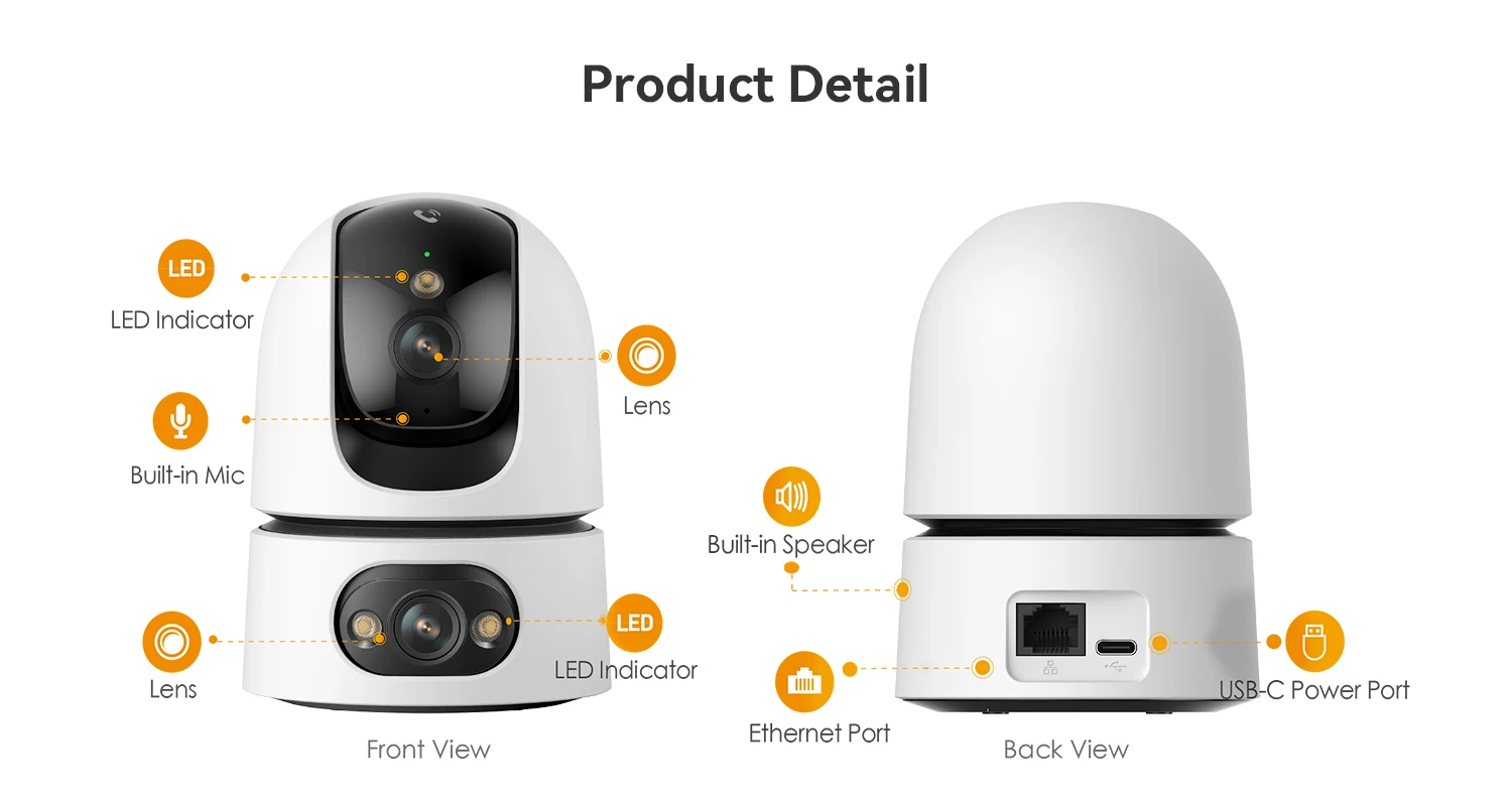 IMOU 10MP Ranger Dual Pro One touch Call Indoor Camera Smart Full-color Night Vision Wide Dual Lens Human & Pet Detection Two-way Audio Monitor