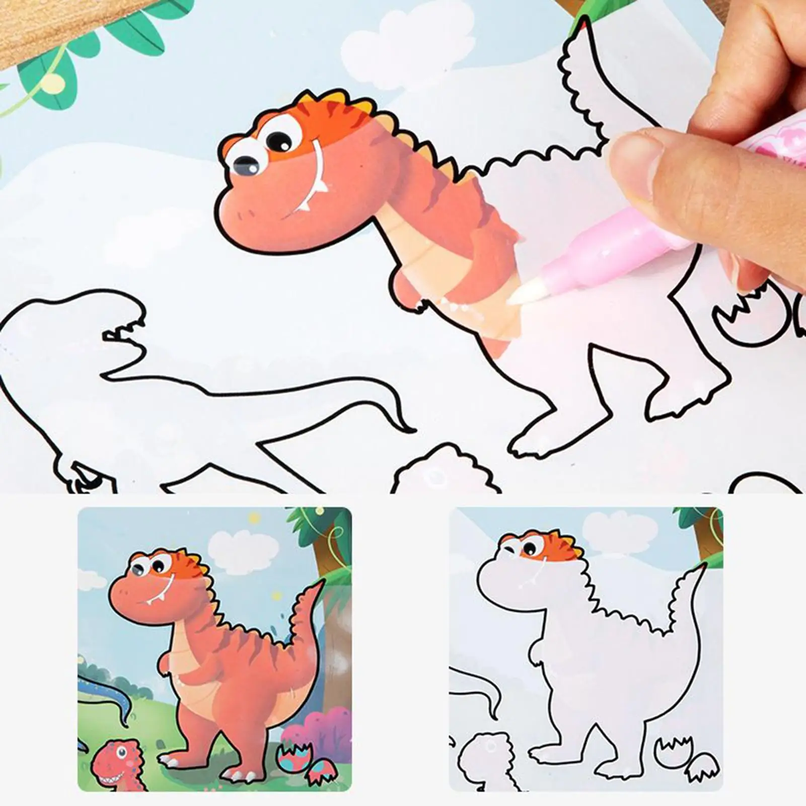 كتاب ممارسة الألوان المائية ديناصور ورقة تلوين المصنف كتاب الطلاء المائي لصبي فتاة طالب طفل الفنان المبتدئين الشباب #5