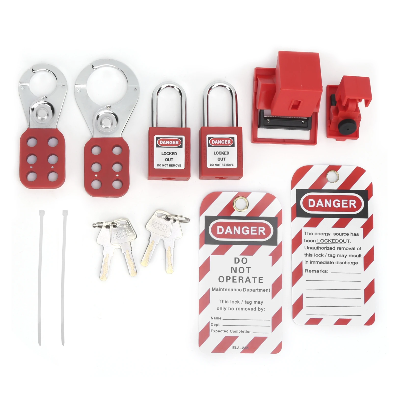 Lockout Tagout Kit Multifunctional with Hasp Warning Tag Safety Red Padlock Portable Key Words