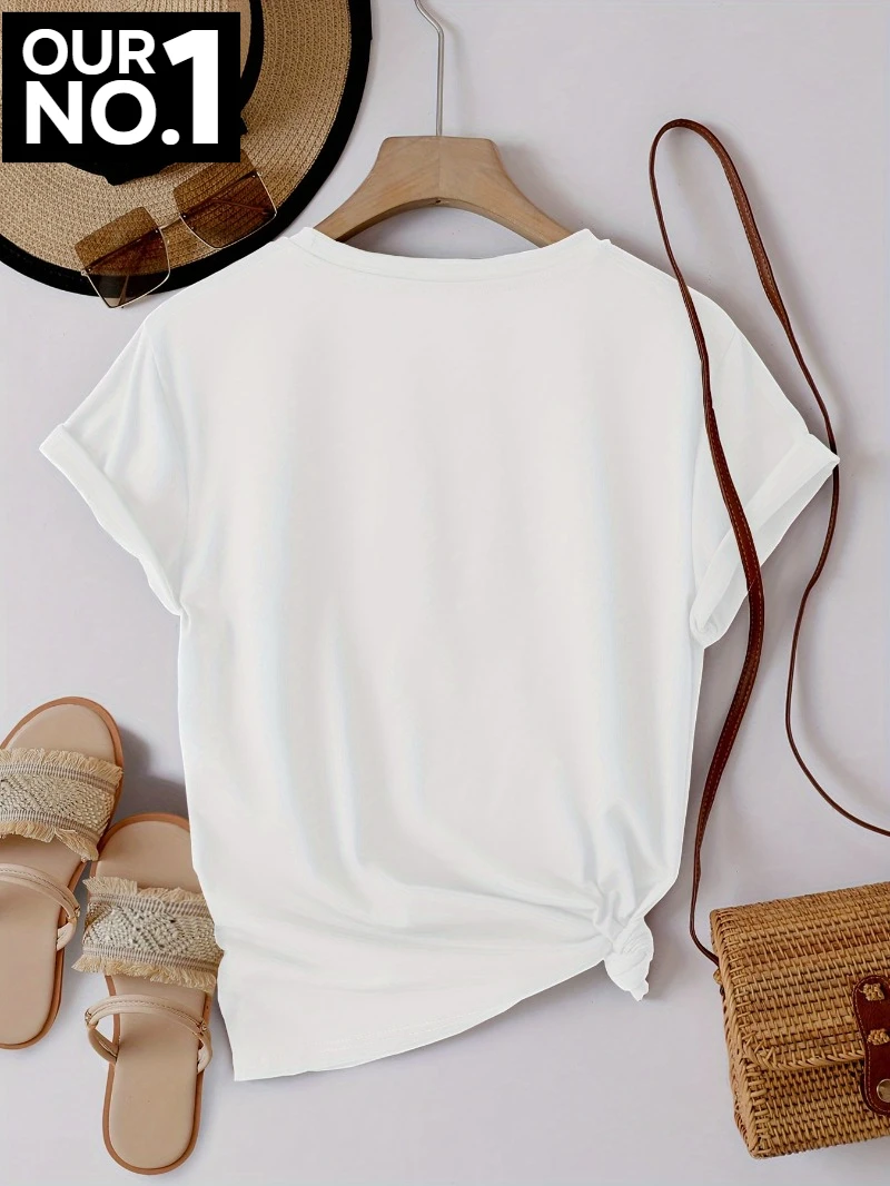 T-Shirt d'été à manches courtes pour femmes, grande taille, respirant, col rond, haut de loisirs, tissu élastique, couleur unie, Style basique