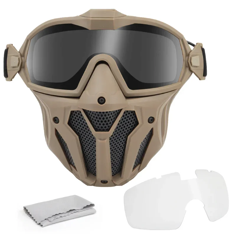 Airsoft Mask Detachable Goggles with Anti-fog Fan Tactical Paintball Protective Full Face Mask Shooting CS Goggles Masks