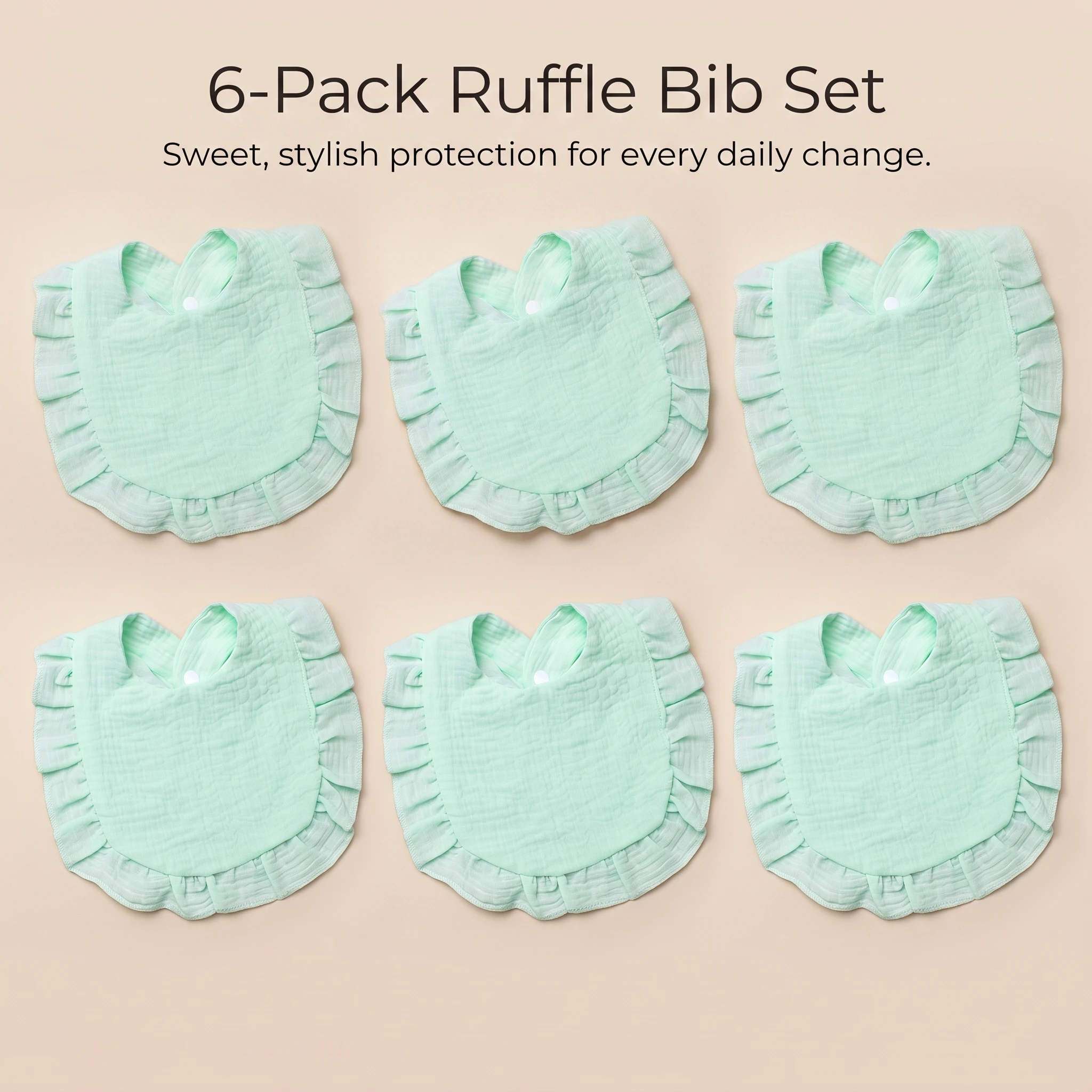 6pcs European and American style new ruffle baby bibs, children's lace gauze bibs and bibs, cute newborn supplies
