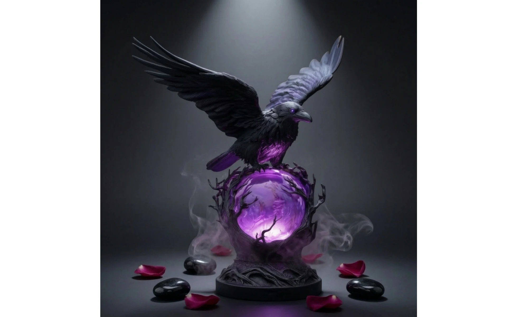 Crow Figurine with Light USB-Powered Crow Lamp Gothic Night Light LED Resin for Goths, Bedroom, Desk