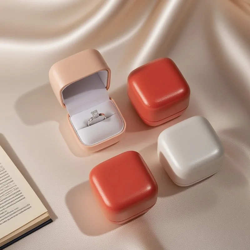 Fashion Jewelry Display Case Sturdy Gift Storage Box Wedding Packaging Box Multi Functional Led Light Ring Box For Daily Use