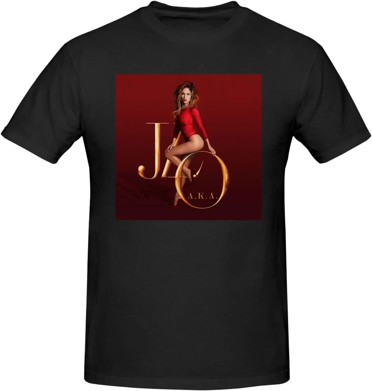 Jennifer Music Lopez Men's T-Shirt Summer Cotton Crew Neck Short Sleeve Shirts Graphic Tees Black