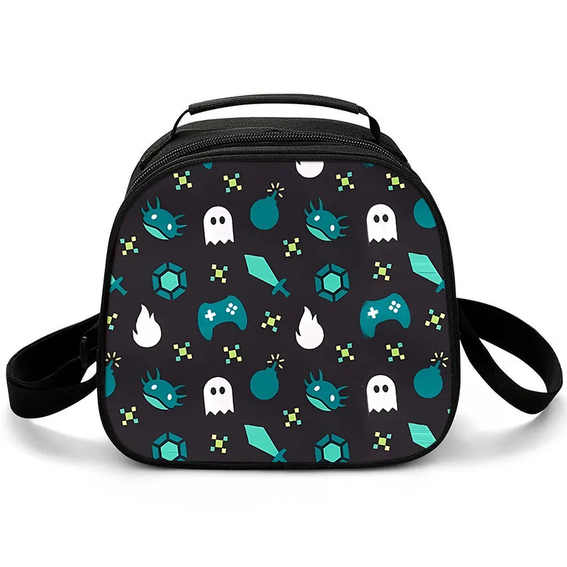 Game Single Sided Shoulder Strap Circular Lunch Bag Handbag Portable Travel Food Box Portable Cooler Organizer Picnic Pouch