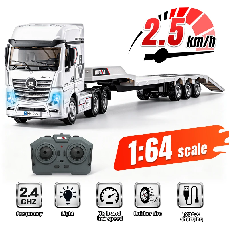 Huina 1:64 Rc Car Desktop Remote Control Trailer Detachable 12Ch Engineering Vehicle Simulated Truck Toys for Boy Children Gift