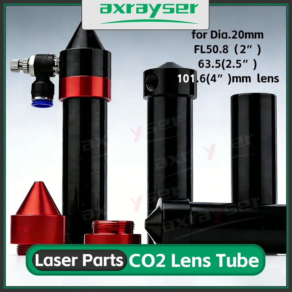 Pièces de tête de laser CO2, buse d'air Dia.20, FL 38.1/50.8/63.5/101.6mm, tube de lentille diamètre extérieur 25mm pour machine de gravure laser CO2