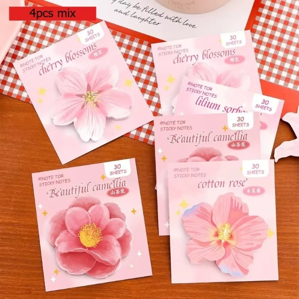 Self Adhesive Floral Sticky Notes Repositionable Cherry Blossom Shape Cherry Blossom Memo Notes Cute Style Decorative