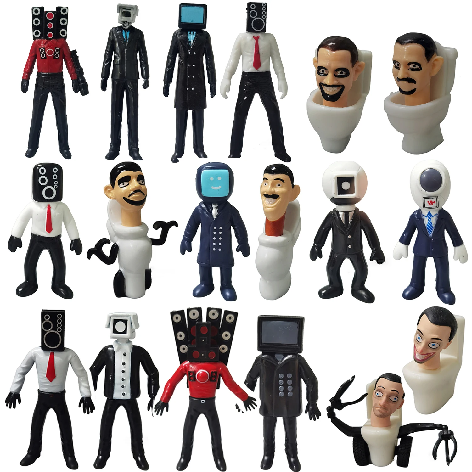 6Pcs/Set Skibidi Toilet  Monitor Man TV Man Children Toys Game Action Figure PVC Doll Cake Decoration Birthday Halloween Gifts